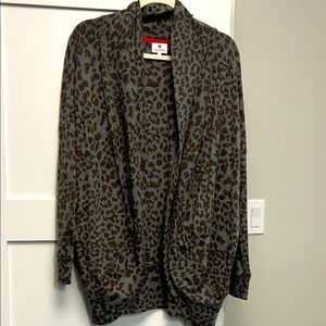 Sundry animal print shawl neck long wrap cardigan. Size “3” Large